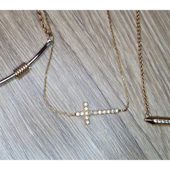 BUNDLE lot 5 gold tone chain necklaces some signed - Picture 5 of 6